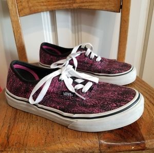 Vans Off The Wall Youth Kids Size US 3.0 Casual Sneakers Pink Black Pre-Owned